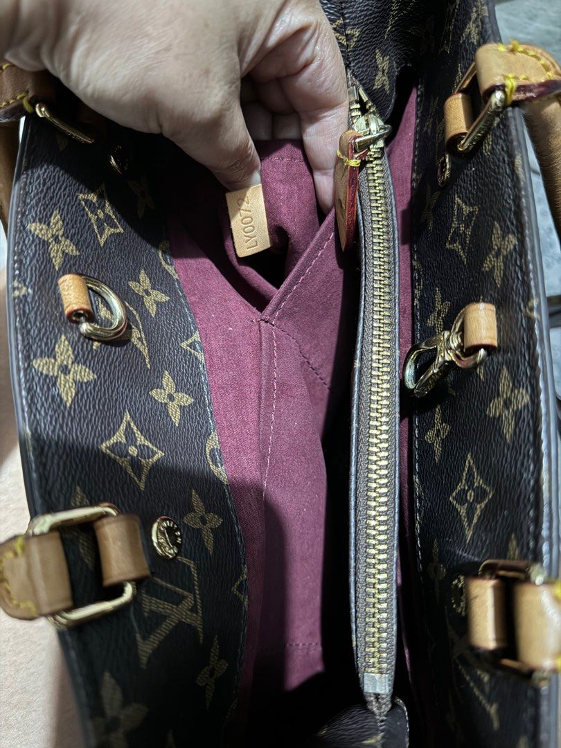 LV Montaigne Monogram (Category: Luxury Bags & Wallets) located in Mabalacat. Submitted by fangal_finds (Listing ID 1321602432, Image 3). Description: LV Montaigne Monogram Japan sourced/Coded (NGA) Gamuza inside With original sling Rubber lining intact Pattina also oxidizes Issue: Deformed handle due to shipping .
