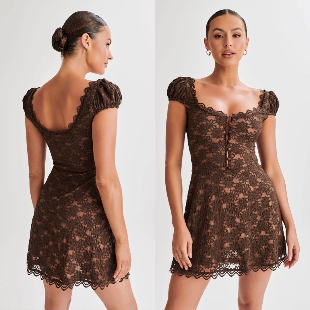 Meshki Temperance Lace A Line Mini Dress Brown XS Women s Fashion Dresses Sets Dresses on Carousell