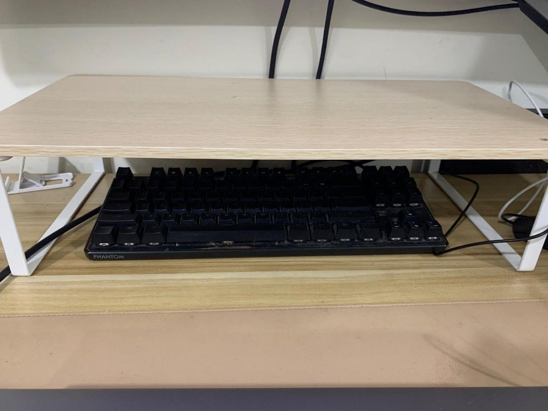 stand riser (Category: Travel Essentials & Accessories) located in Singapore. Submitted by wind2000 (Listing ID 1321592113, Image 1). Description: monitor stand riser. wood top and steel legs. very solid..