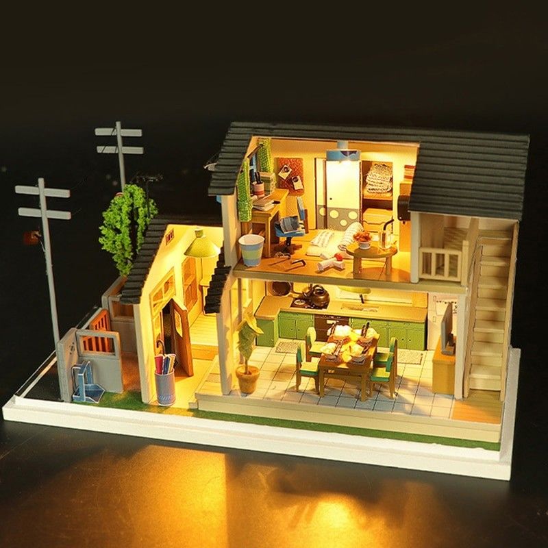 New In Box DIY Miniature and Furniture Dollhouse Kit Mini 3D Wooden Doll House Craft Model with Dust Proof Cover and LED Creative Room Idea for Valentine s Day Birthday Gift S2233 https youtu.be xO ZM...