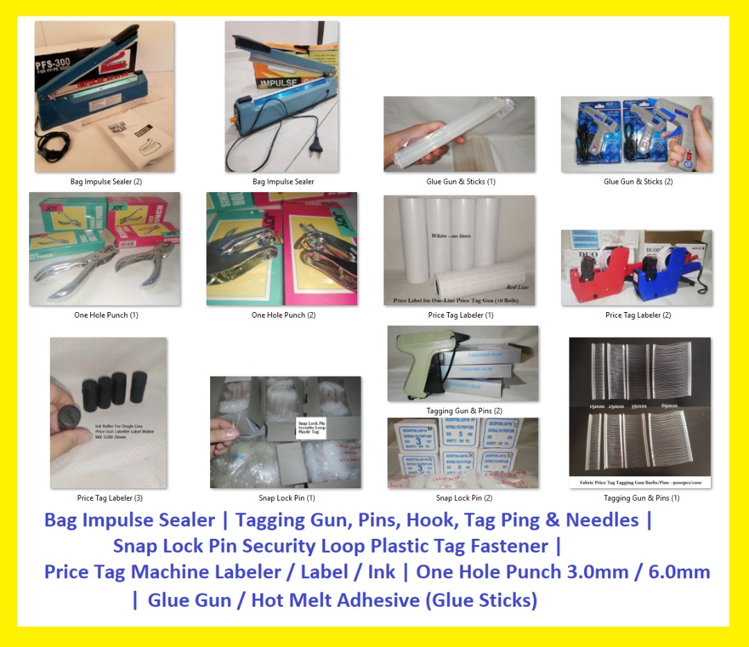 PACKAGING TOOLS: Bag Sealer / Tagging Gun Pins / Snap Lock Pin / One ...