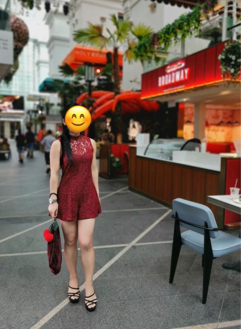 Maroon lace romper dress outlet