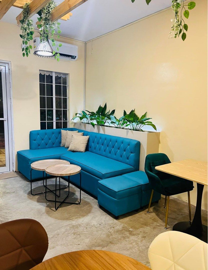 Sala set (Category: Sofas) located in Manila. Submitted by savershopph (Listing ID 1321567767, Image 1). Description: Good condition L seat 2 center tanle 1 Square ottoman.