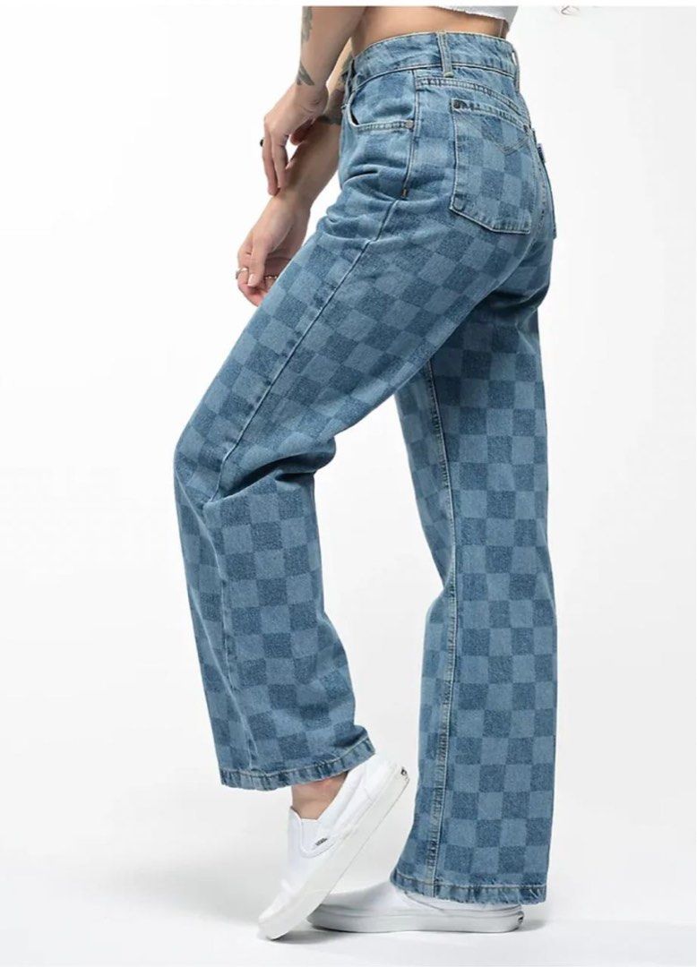 the ragged priest light blue checkered jeans Women s Fashion Bottoms Jeans Leggings on Carousell