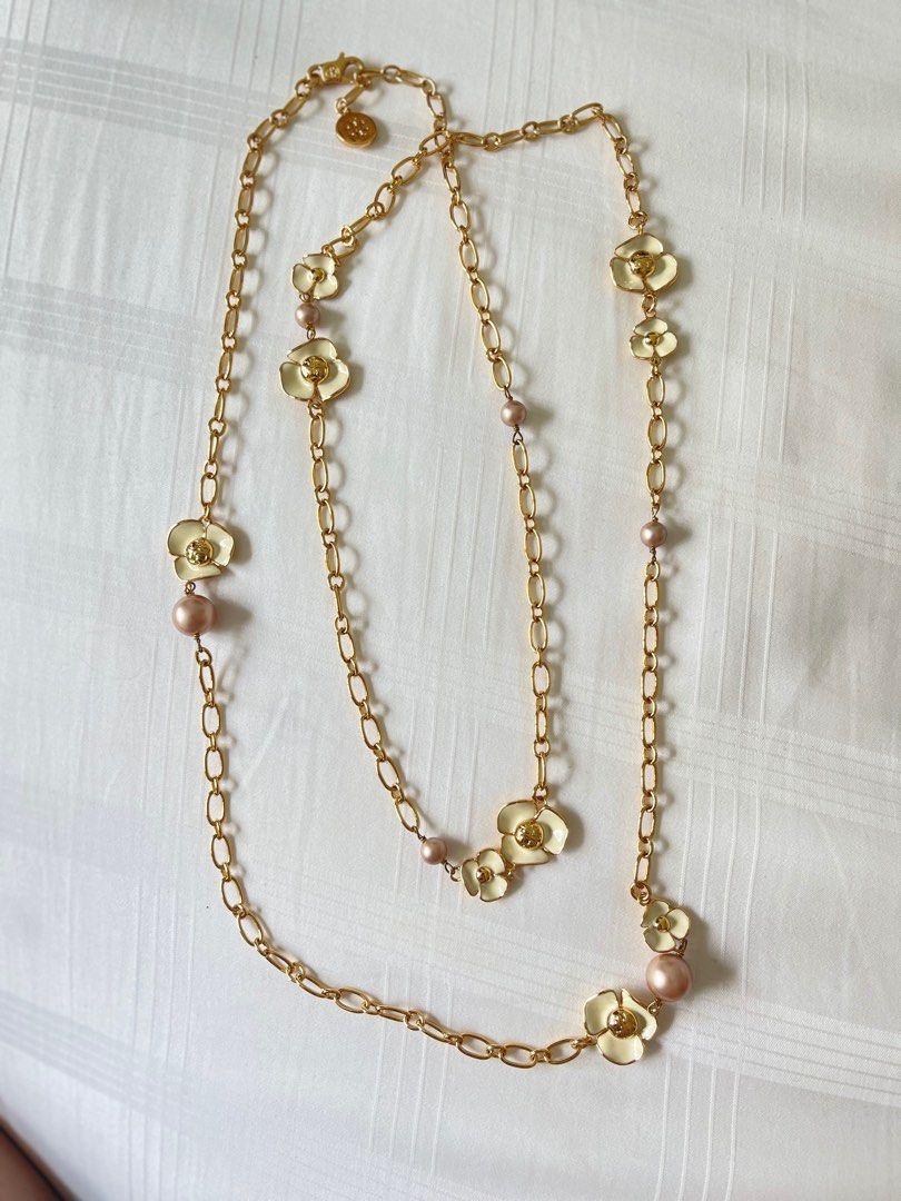 Tory Burch Fleur Rosary Necklace Women s Fashion Jewelry Organisers Necklaces on Carousell