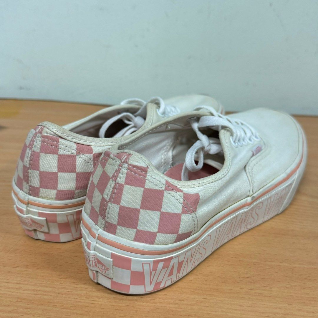 Vans authentic platform white-pink, Fesyen Pria, Sepatu Sneakers