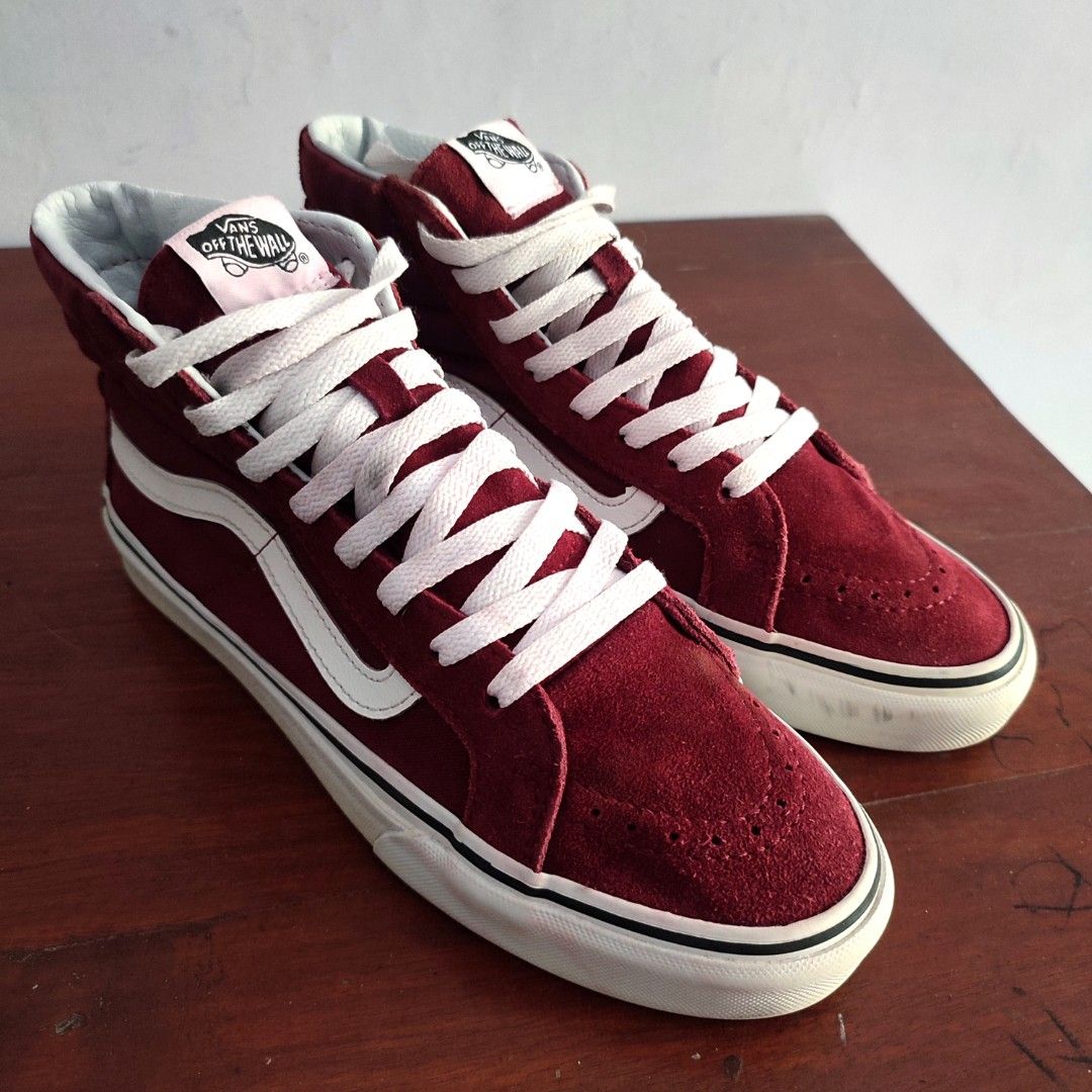 Maroon Vans Sk8 Hi Sepatu Vans Vans Sk8 Hi Red Red Burgundy Vans