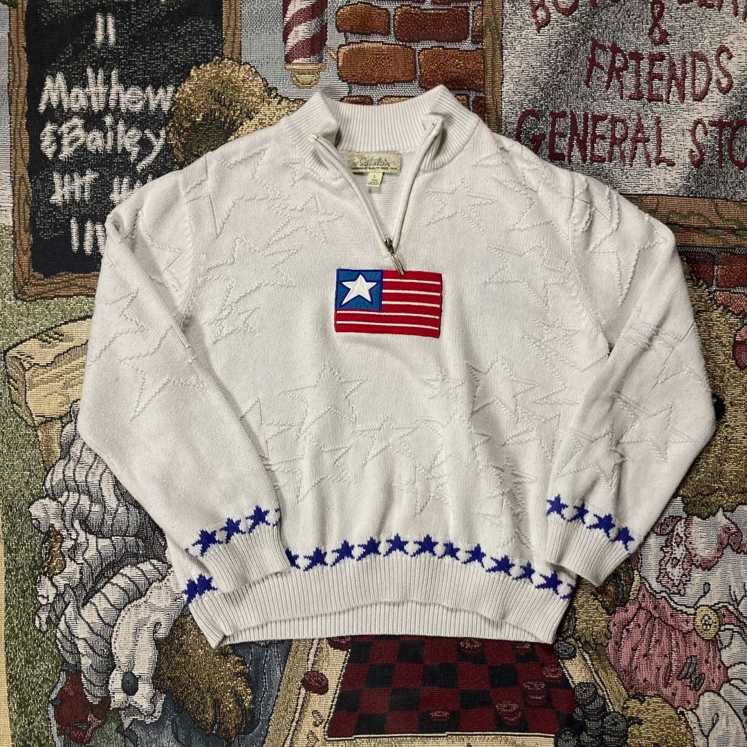 Vintage LL BEAN American Flag quarter zipped sweater
