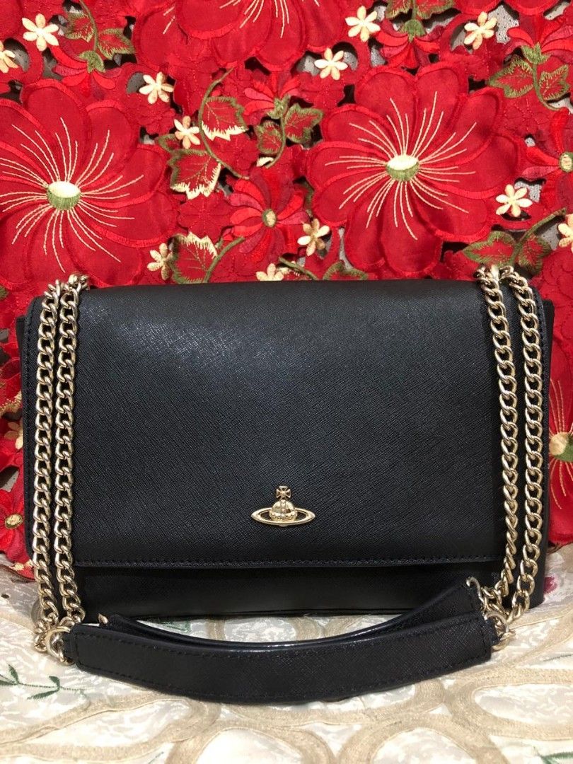 Balmoral large bag with chain and flap black clearance