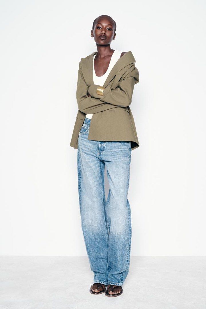 Zara OVERSIZE BLAZER WITH PADDED SHOULDERS XS, Women's Fashion