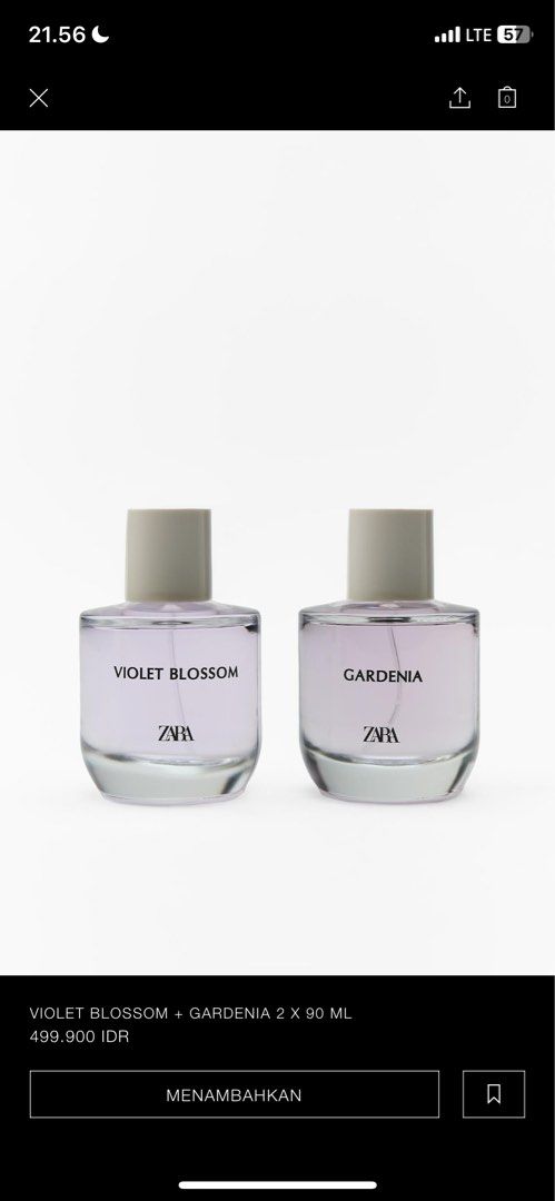 Zara VIOLET BLOSSOM GARDENIA X 90 ML, Kesehatan Kecantikan