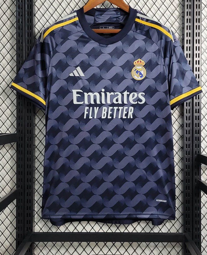 2023/2024 Real Madrid Away Football Jersey (Category: Activewear) located in Singapore. Submitted by jerseysyouneed (Listing ID 1321701375, Image 1). Description: Negotiations possible Brand new; not even used once, will order newly from vendor for each order(authentic replica: vendors from Dubai), with packaging Any size possible With/without longs sleeve With/without name number.