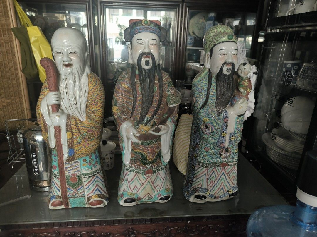福祿壽三星24,寸高舊瓷, 興趣及遊戲, 收藏品及紀念品, 古董收藏- Carousell