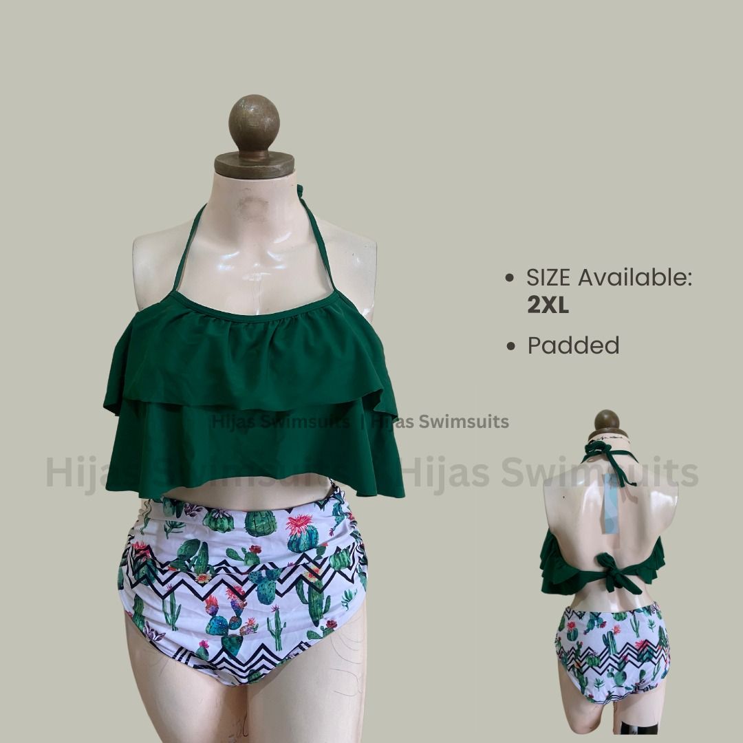 2xl plus size swimsuit ruffle halter highwaist two piece bikini Women s Fashion Swimwear Bikinis Swimsuits on Carousell