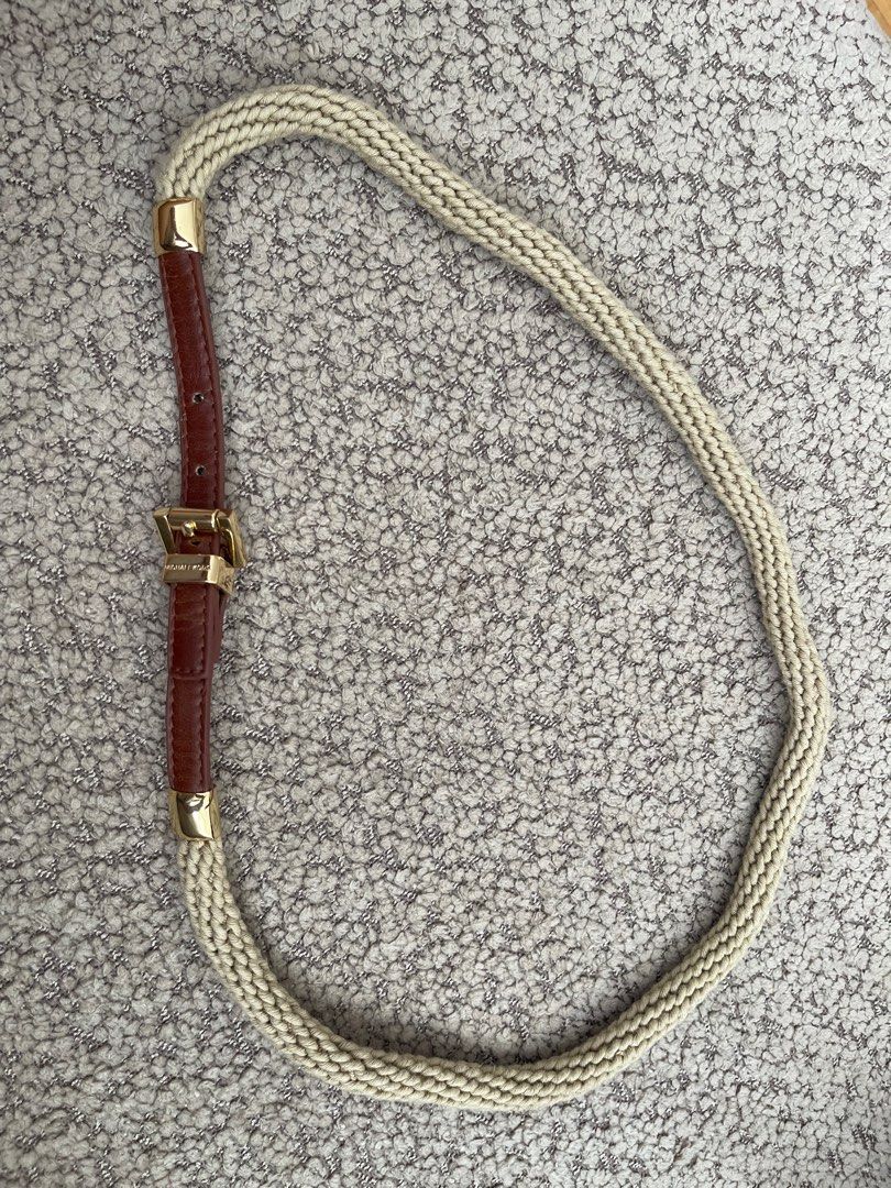 AUTH ORIGINAL MICHAEL KORS TAN/BIEGE ROPE BELT SIZE MEDIUM (Category: Belts) located in Cabanatuan. Submitted by curatedco (Listing ID 1321787450, Image 1). Description: 30.5 inches including buckle. The belt has SLIGHT give. Please see pics for condition. Please no lowballing. Original. .