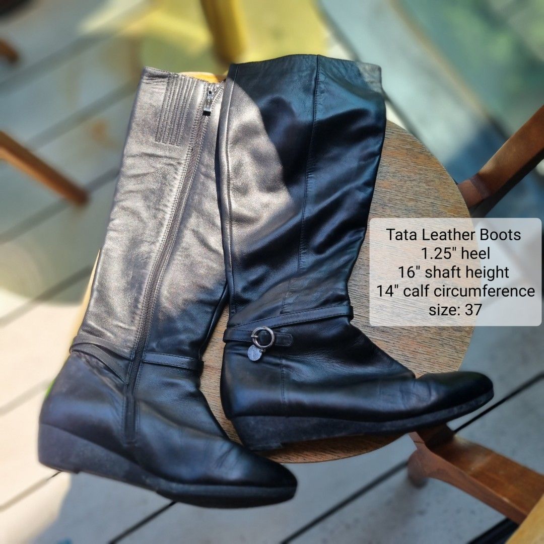 Black leather boots relocation sell Carousell
