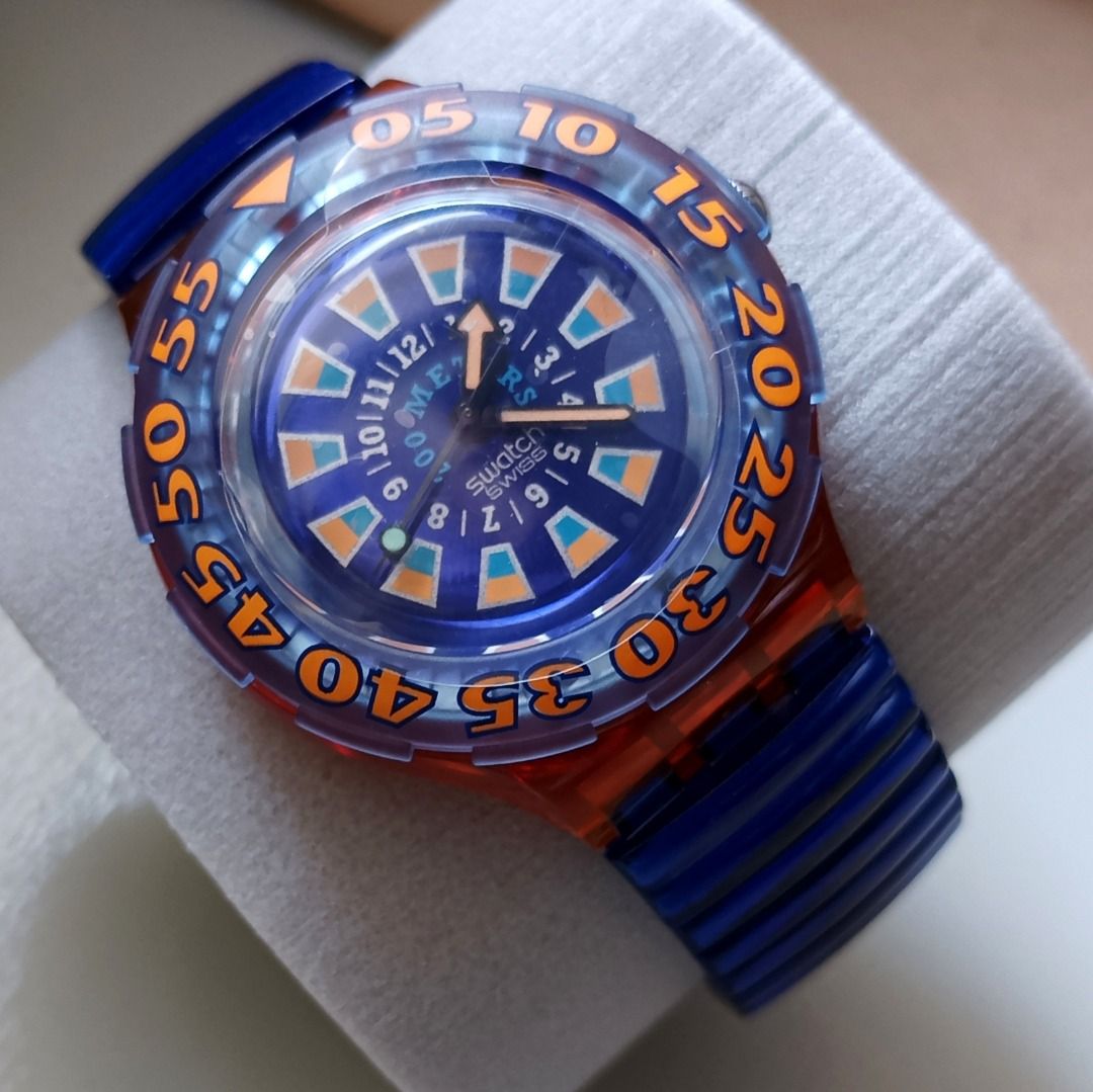 Brand New Swiss Swatch Seaclip Unisex Watch SDO100A Rare Elastic Band