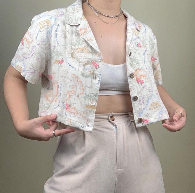 Caribbean joe tropical map polo Women s Fashion Tops Blouses on Carousell