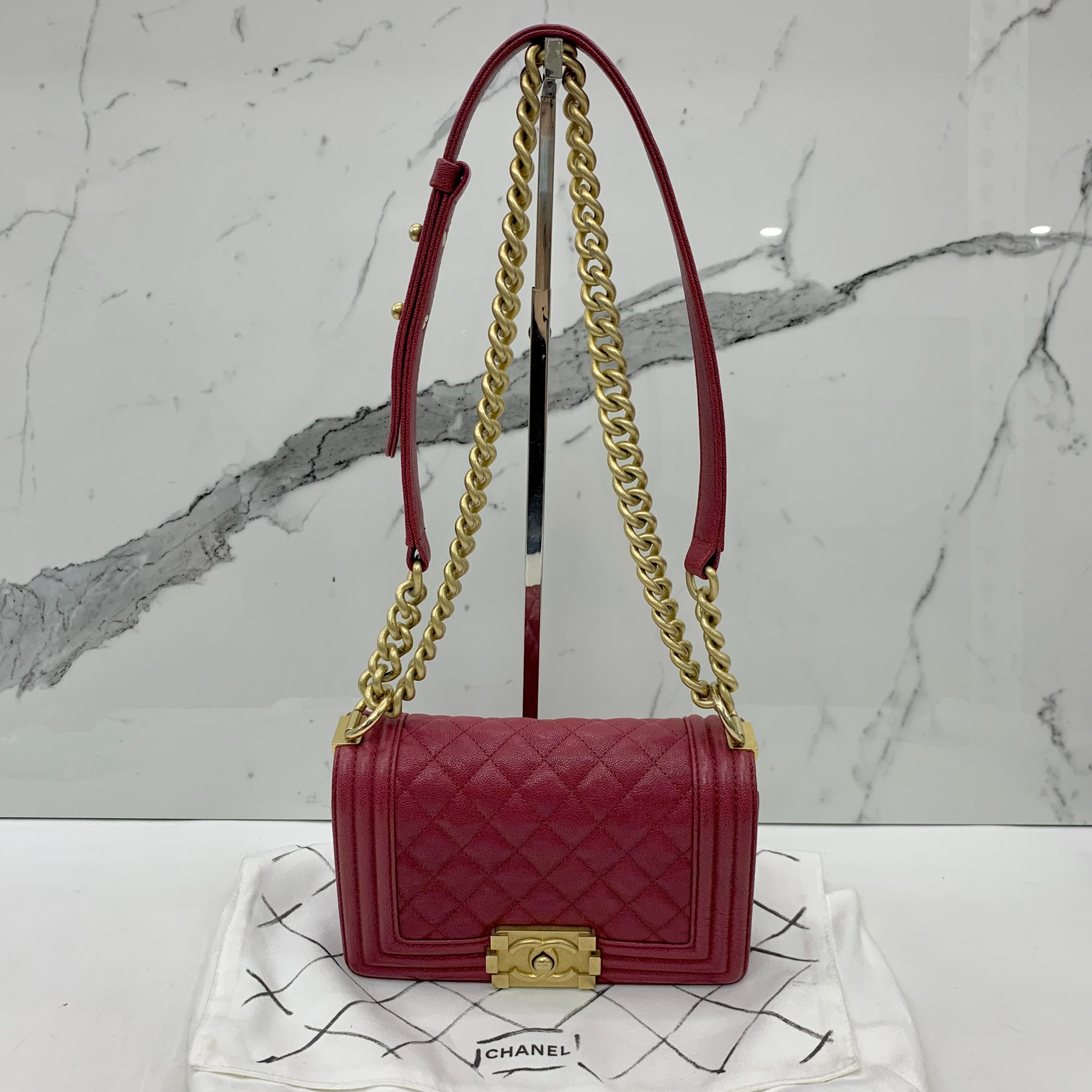 Chanel boy maroon new arrivals