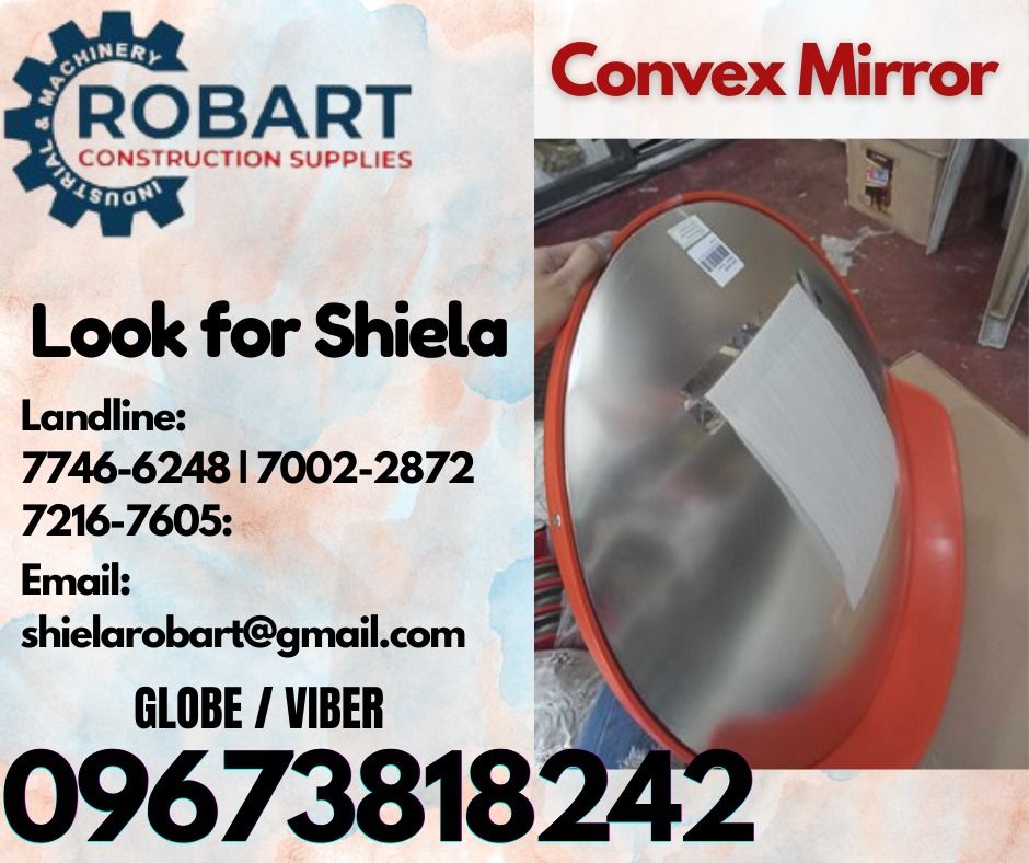 Convex Mirror (Category: Construction Tools & Equipment) located in Caloocan City. Submitted by shielaroba44709 (Listing ID 1321755909, Image 1). Description: Convex Mirror size: 24" (60cm) 𝑹𝑶𝑩𝑨𝑹𝑻 𝑪𝑶𝑵𝑺𝑻𝑹𝑼𝑪𝑻𝑰𝑶𝑵 𝑺𝑼𝑷𝑷𝑳𝑰𝑬𝑺 Office Address: 1405 Yuseco St. Sta Cruz Manila SEND US MESSAGE FOR INQUIRIES ‼️ ‼️ Call: 09673818242 / 09662708845 Vibr - (09673818242) Landline: (𝟩𝟩𝟦𝟨-𝟨𝟤𝟦𝟪) / (𝟩𝟢𝟢𝟤-𝟤𝟪𝟩𝟤) / (𝟩𝟤𝟣𝟨-𝟩𝟨