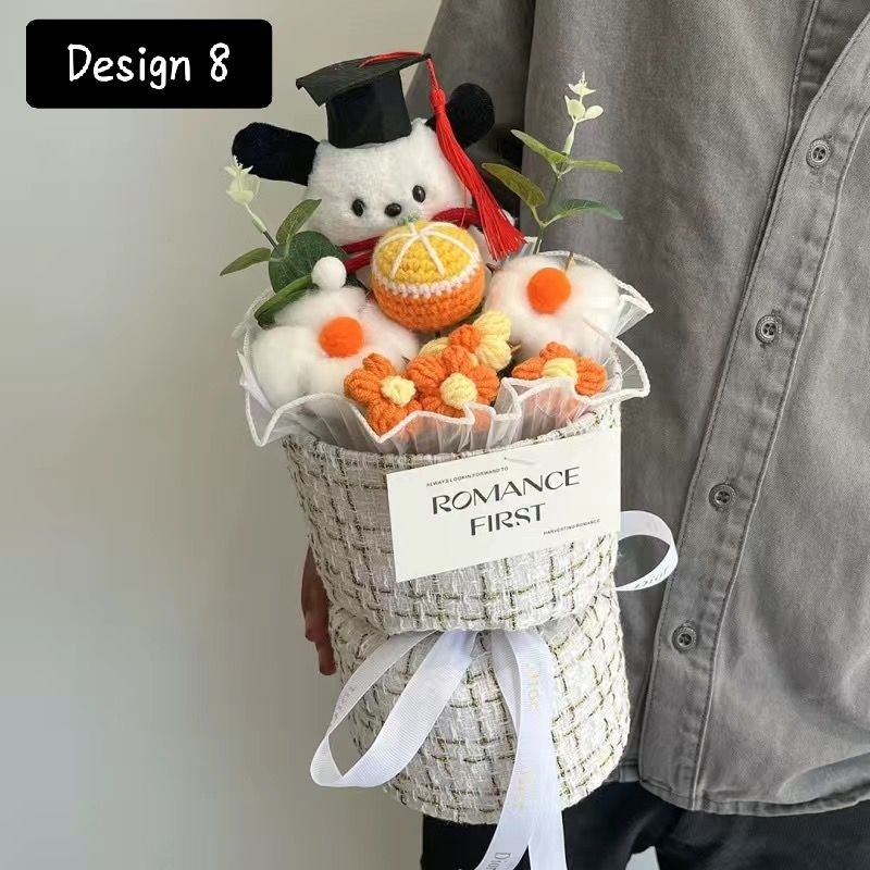 Cute Pochacco Knitted Crochet Graduation Flower Bouquet, Hobbies & Toys ...