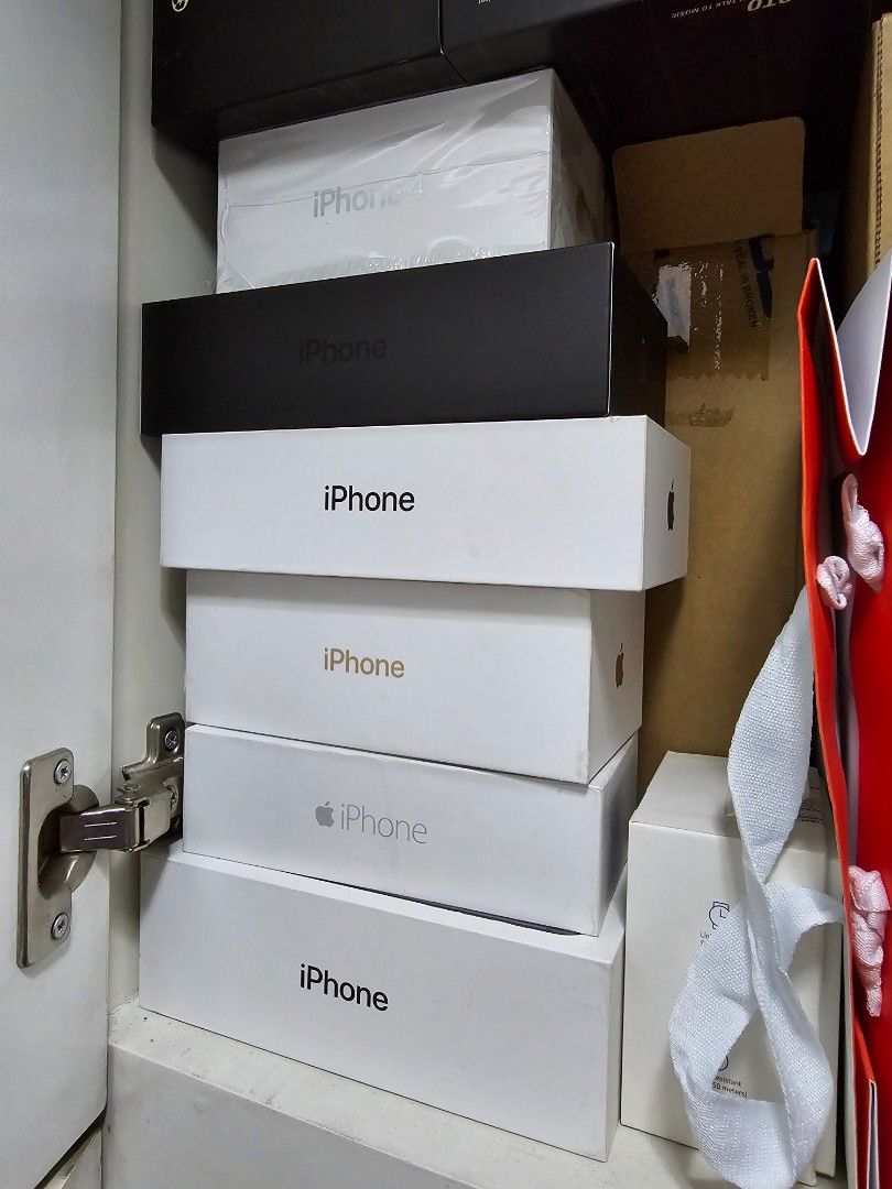 iPhone Boxes Original (Random Series) Original (Category: Others) located in Pasig City. Submitted by clothesandthings_ (Listing ID 1321771096, Image 1). Description: empty box only iPhone 4 iPhone 6 iPhone 7 iPhone 7 Plus iPhone X iPhone XS Max.
