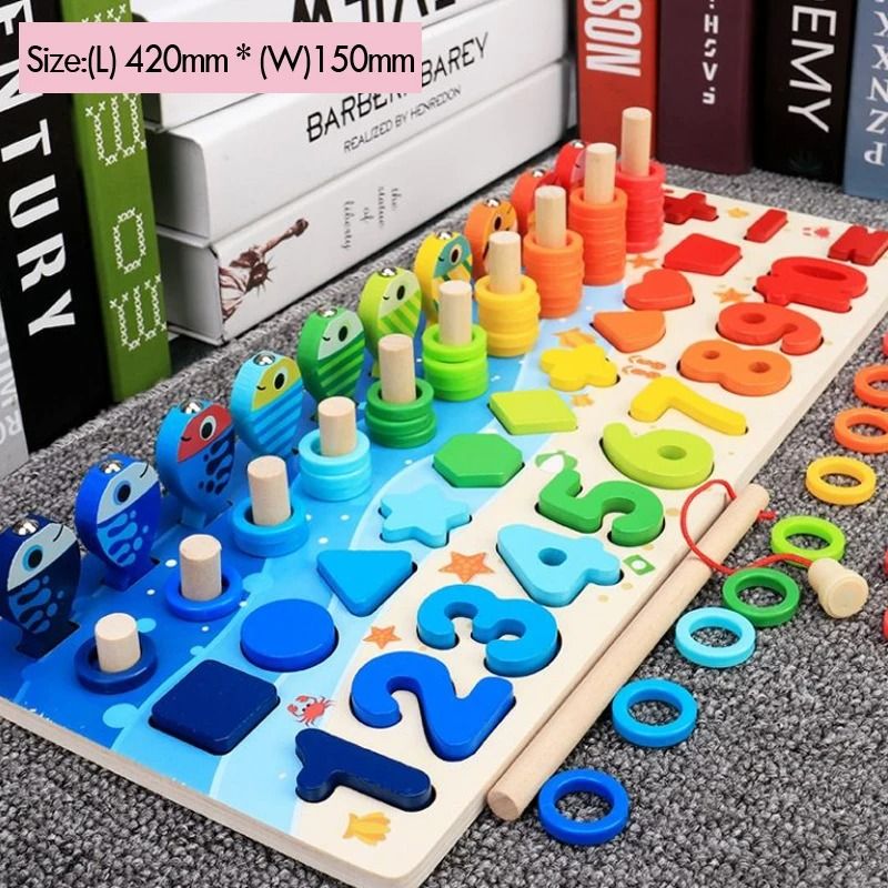 Kids Montessori Math Toys For Toddlers Educational Wooden Puzzle Fishing Toys Count Number Shape Matching Sorter Games Board Toy Carousell