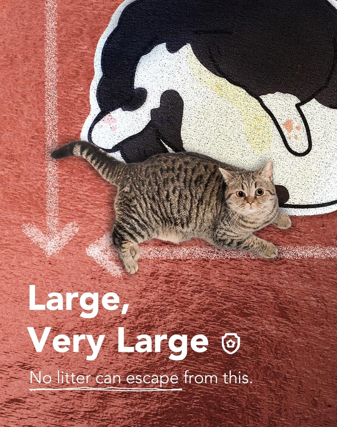 Lukamoo Cat Litter Mat 32 x24 Extra Large XL Cat litter mat rug for litter box and litter robot kitty litter cat stuff accessories cat food mat floor mat Tuxedo Rectangular Tuxedo Rectangular Pet Supp...