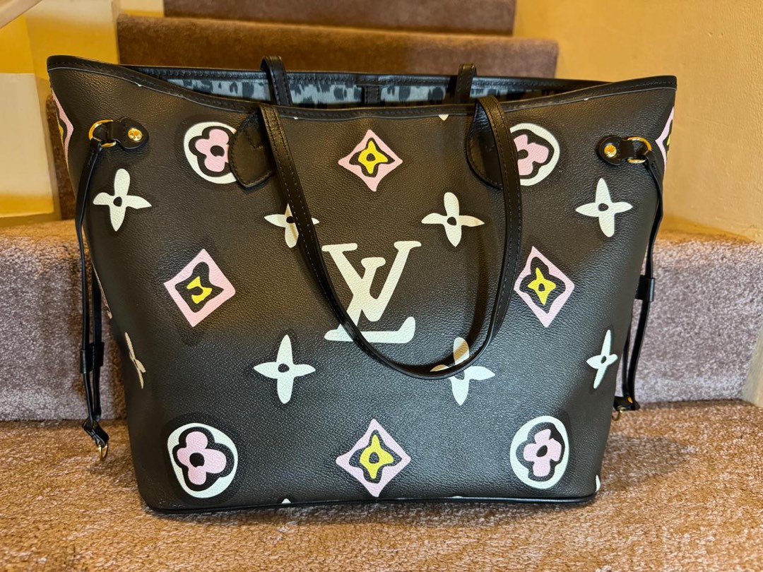 Lv Neverfull Black And Brown Lv Bag Tas LOUIS VUITTON LV NEVERFULL