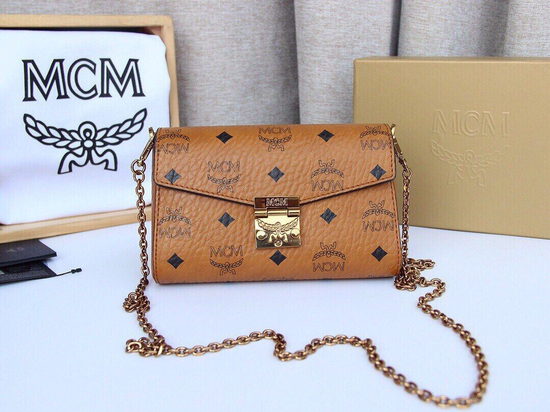 MCM Visetos 19 Sling Bag For Women 004C Authentic