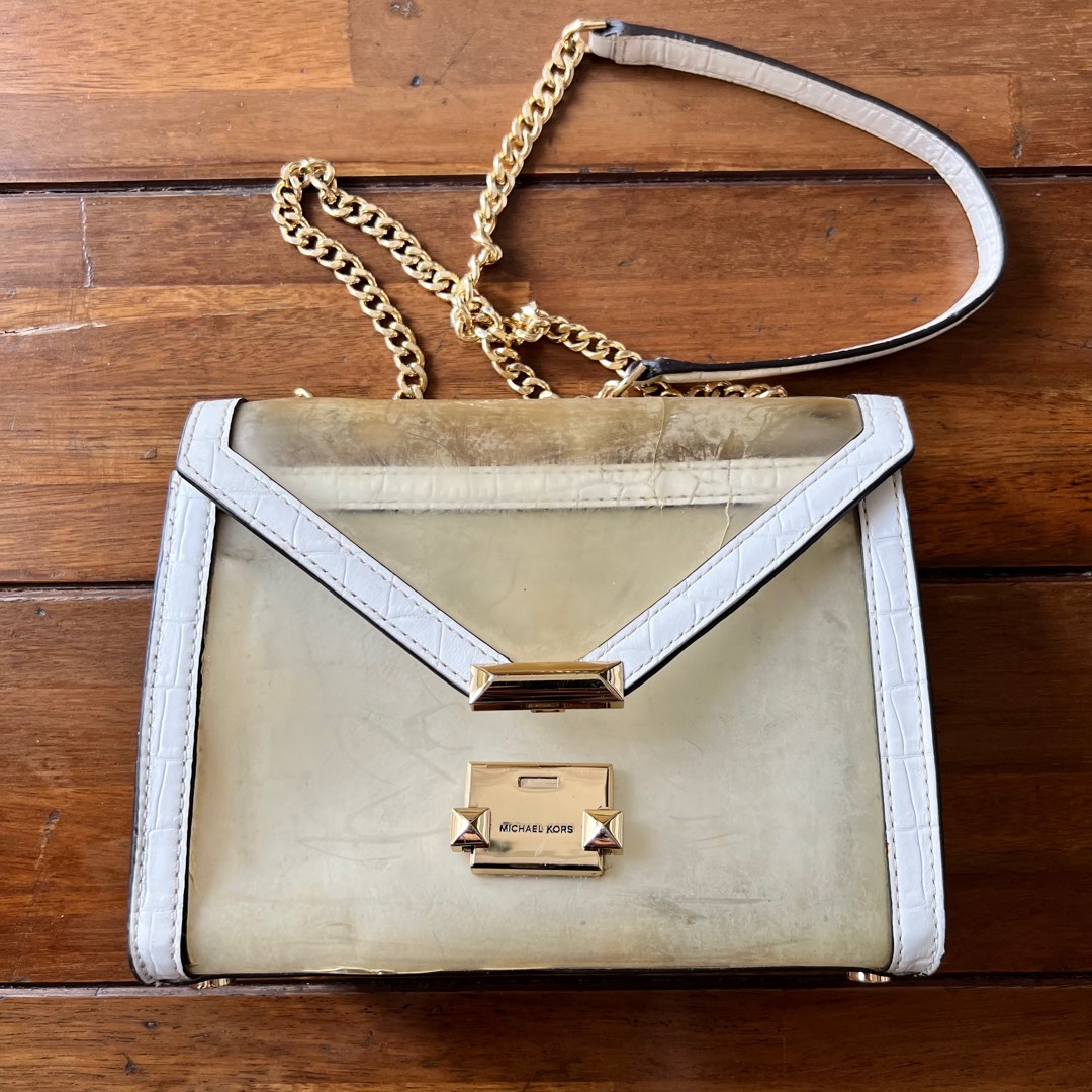 ORIGINAL Michael Kors white clear whitney shoulder bag (rusak