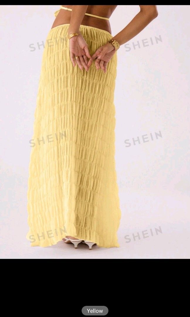 Yellow pleated maxi skirt on sale