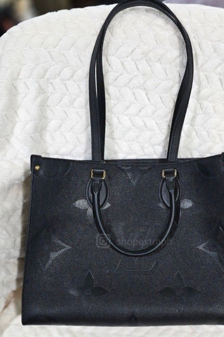 Louis Vuitton On the Go MM Empreinte (Category: Luxury Bags & Wallets) located in Paranaque City. Submitted by shopextraph (Listing ID 1215921004, Image 3). Description: Onthego MM tote bag in grained Monogram Empreinte, a soft leather that is embossed with a large and modern Monogram pattern. Thanks to the square shape, it boasts a generous capacity and can easily fit a laptop (up to 13"). Its articulated top handles and shoulder straps give car