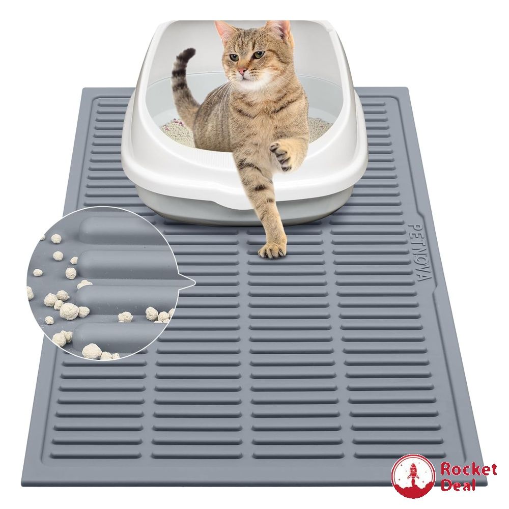 PetNova Rubber Cat Litter Mat Waterproof Kitty Litter Trapping Mat Easy Clean Cat Litter Catcher Mat 24 x 15 24x15 Inch Pack of 1 Pet Supplies Homes Other Pet Accessories