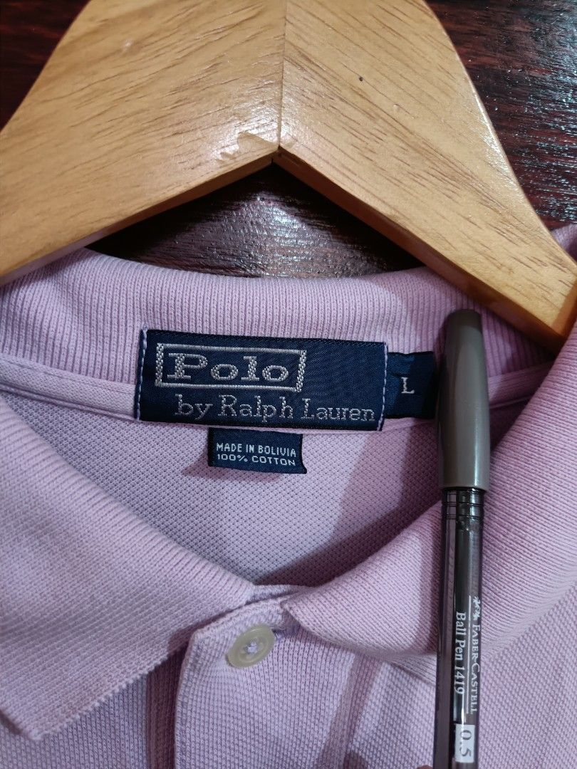 Ralph Lauren polo shirt (Category: Tshirts & Polo Shirts ) located in Caloocan City. Submitted by hashibiraaaa (Listing ID 1321732962, Image 3). Description: 22x29-31(longback) Color rate 9/10 Light purple Issue slits and minimal stain in under arm.