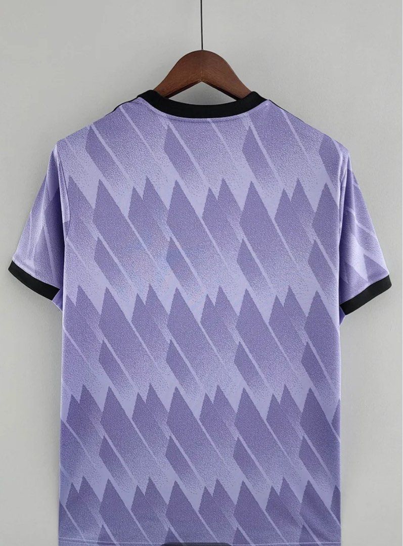 Real Madrid 2022/2023 Purple Away Jersey (Category: Activewear) located in Singapore. Submitted by jerseysyouneed (Listing ID 1321689332, Image 2). Description: Negotiations possible Brand new; not even used once, will order newly from vendor for each order(authentic replica: vendors from Dubai), with packaging Any size possible With/without longs sleeve With/without name number.
