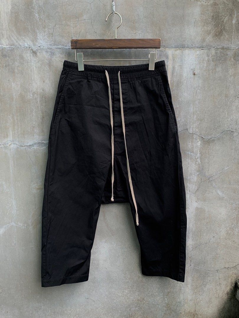 Rick Owens SS18 Dirt Cropped Drop Crotch Pants, Men's Fashion