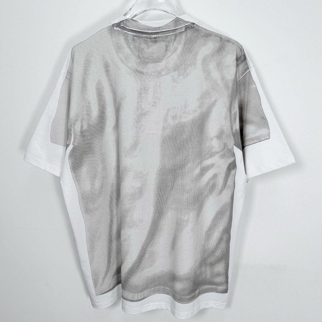 SUP X MM6馬吉拉聯名款BOX LOGO TEE假两件印花短袖T恤