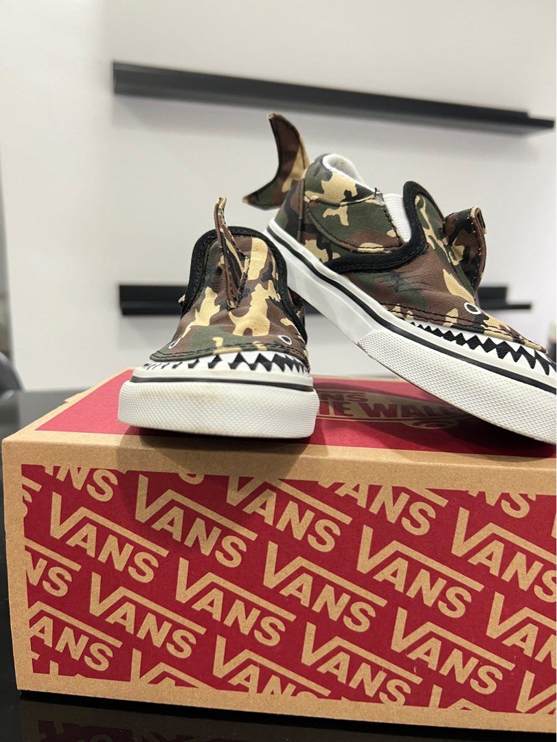 VANS Slip On Camo Shark Babies Kids Babies Kids Fashion on Carousell