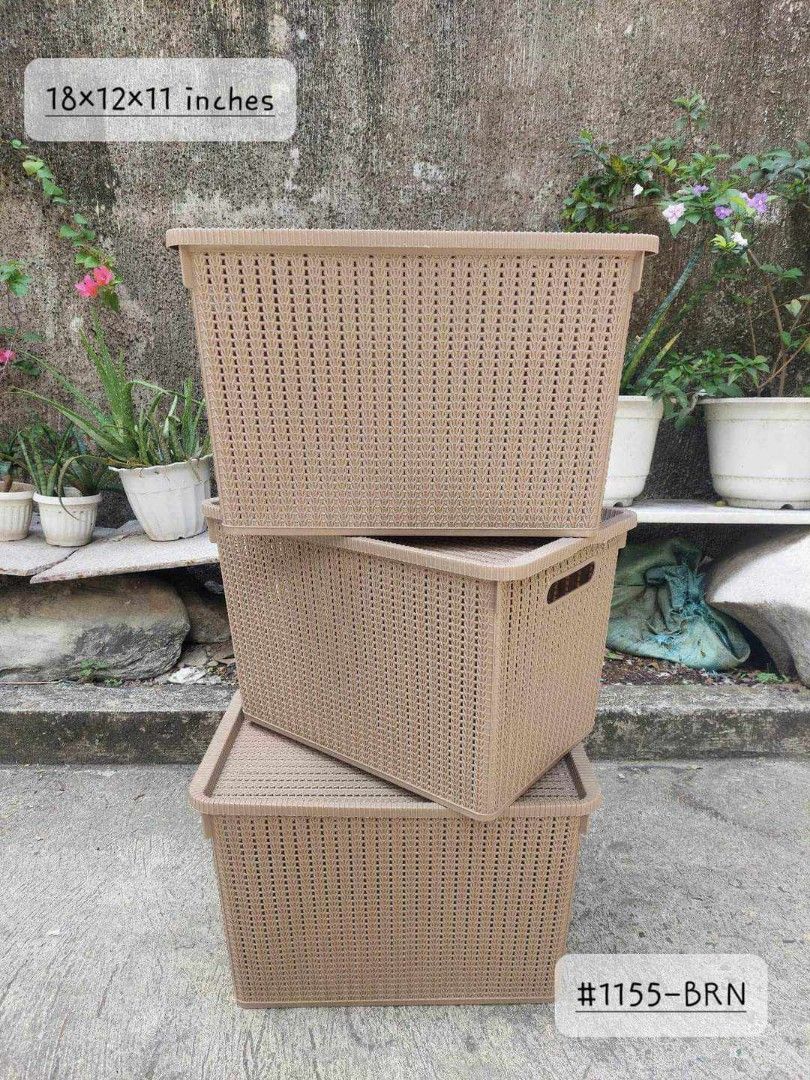 [PLASTICWARE] Storage Box, Laundry Basket, Hanger, Etc. (Category: Storage Boxes & Baskets) located in Quezon City. Submitted by 09051998 (Listing ID 1321931962, Image 1). Description: AVAILABLE ITEMS 🌻 XXL Brown Rattan Storage Box 🌻 XXL Black Rattan Storage Box 🌻 Rattan Laundry Basket 🌻 Mocha Laundry Basket 🌻 Mocha Top Table Rack 🌻 Shower Caddy 🌻 Black Laundry Basket 🌻 6 Towel Hanger 🌻 6 Sipit Hanger 🌻 6 Plastic Bowl Open for BULK Orde