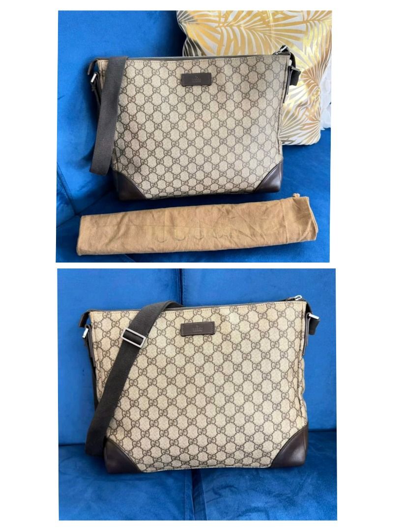 Gucci Monogram Flat Messenger Bag Ebony Luxury Bags Wallets on Carousell