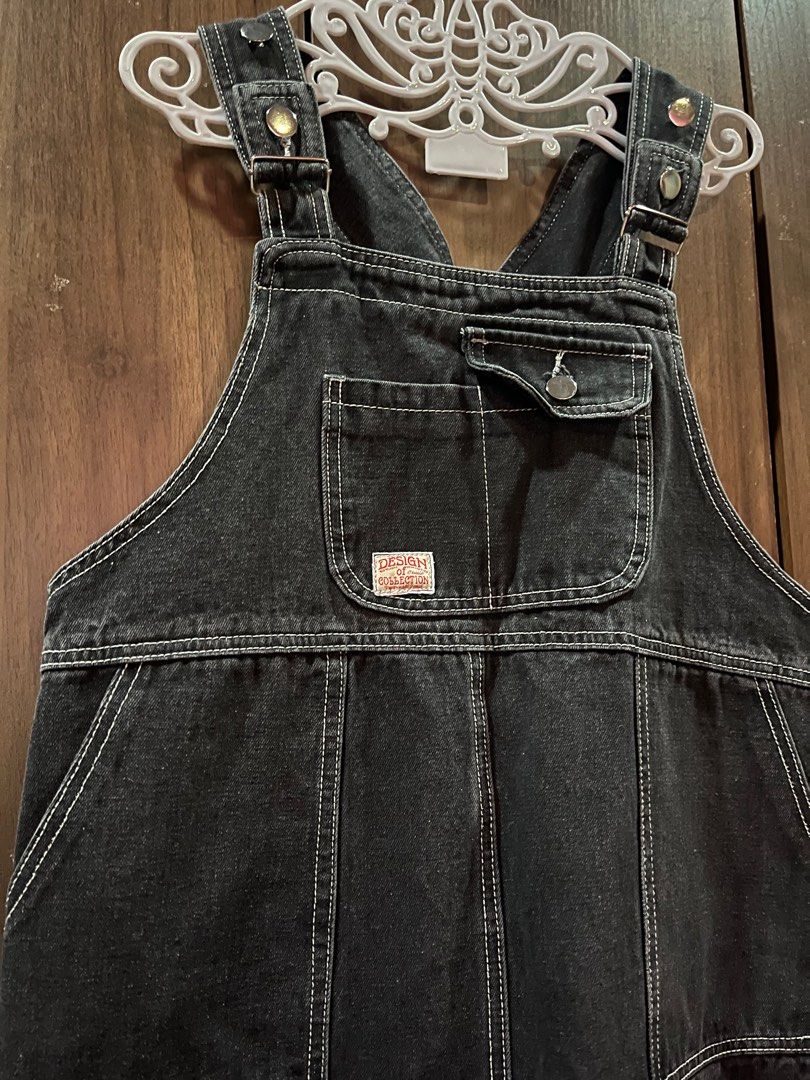 Black Denim Romper Overalls Dress (Category: Rompers) located in Manila. Submitted by nglcst (Listing ID 1321876894, Image 2). Description: - high quality - color: faded black - rfs: too big - thrifted - medium-large.