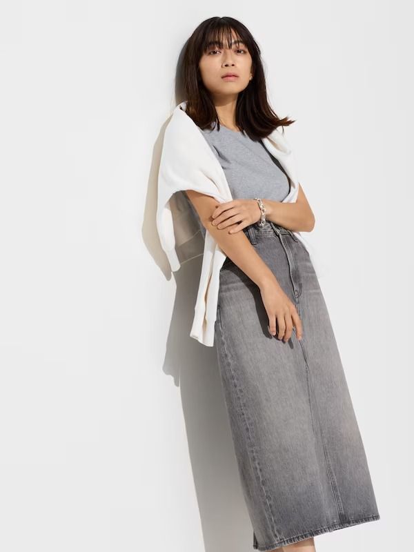 BNWT UNIQLO Denim Panel Long Skirt, Women's Fashion, Bottoms