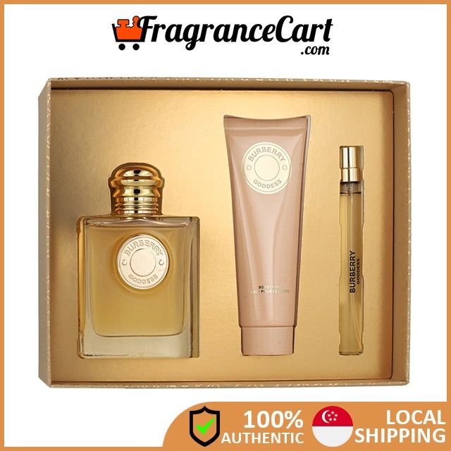 Burberry Goddess EDP 3 Pcs Gift Set for Women 100ml EDP 10ml Travel Spray 75ml Body Lotion Brand New 100 Authentic Perfume FragranceCart Eau