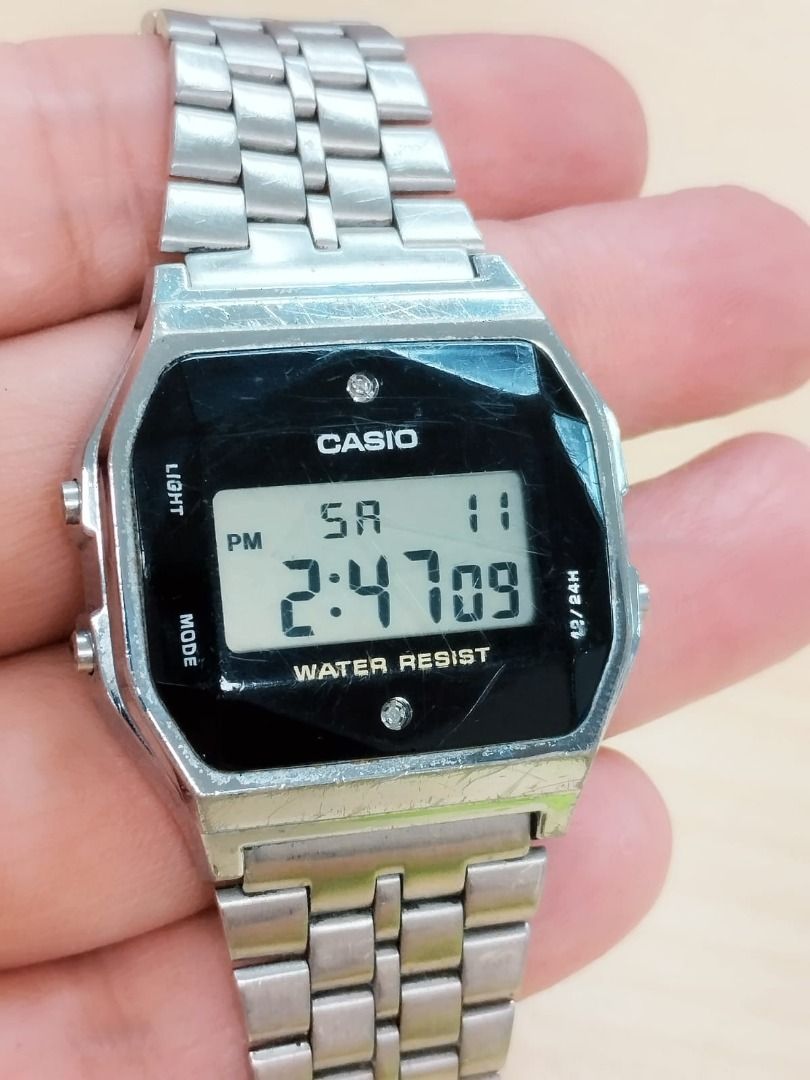 CASIO DIGITAL QUARTZ SILVER STAINLESS STEEL MEN S WATCH A159WAD Retail 79