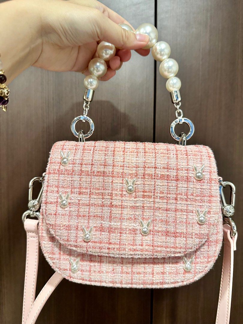 Micaela Tweed Card Holder Ví Nữ Charles Keith CNK Micaela Quilted