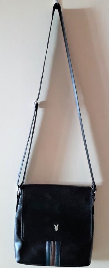 Cheapest Playboy Leather Quality Crossbody Messenger Shoulder Sling Messenger Bag Black