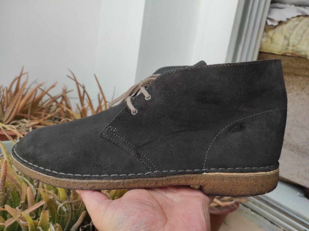 Clarks desert boot dark grey hotsell