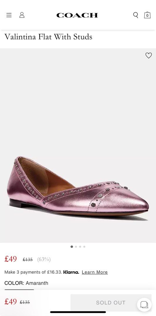 Coach Valintina Flat With Studs US6.5