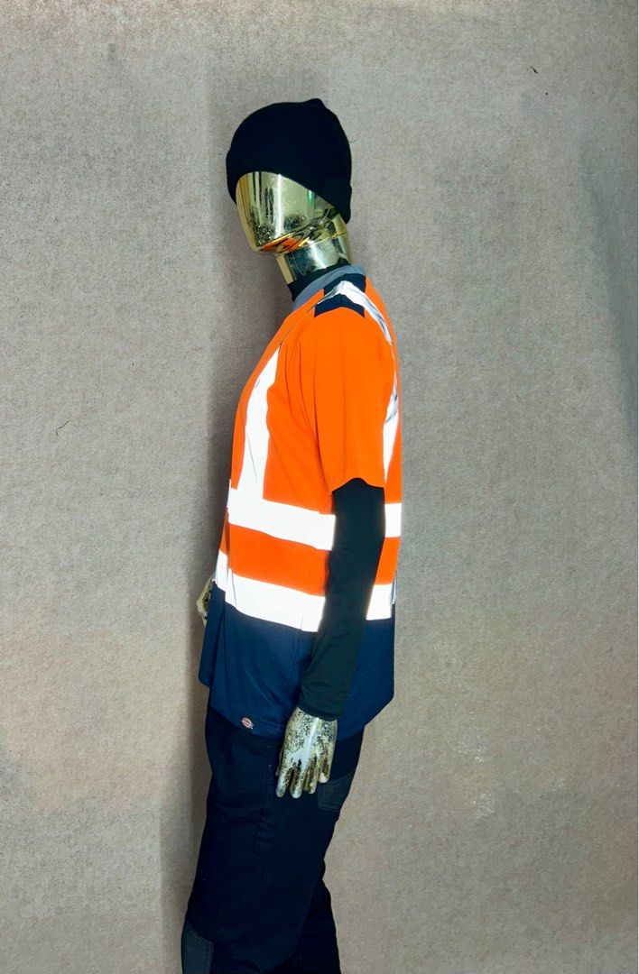 Dickies 2 tones Hi Vis shortsleeves Orange Navy Men s Fashion Tops Sets Shirts on Carousell